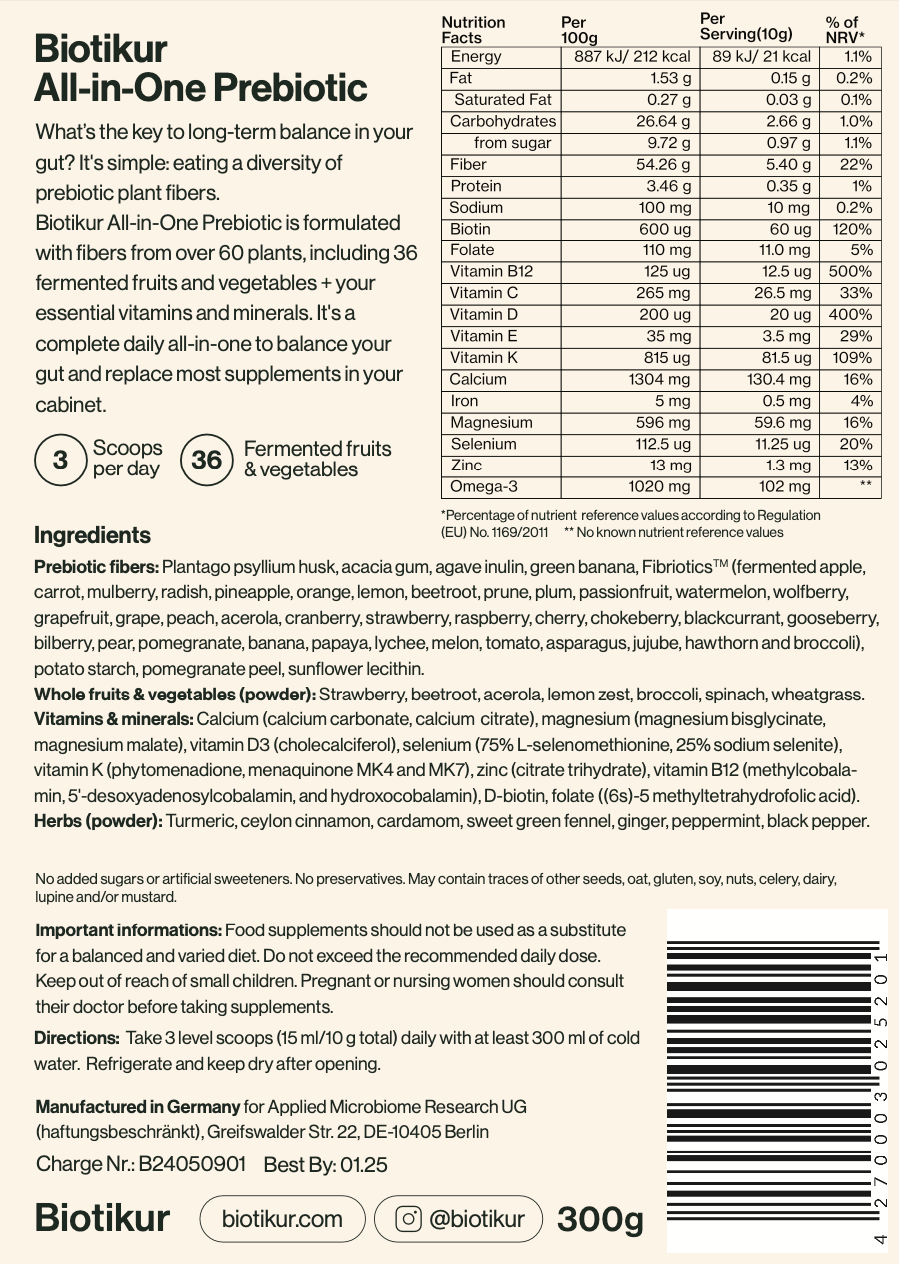 Biotikur Balance: All-in-One Prebiotic and Daily Multibiotic